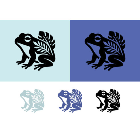 Frog logo design on light blue background cover image.