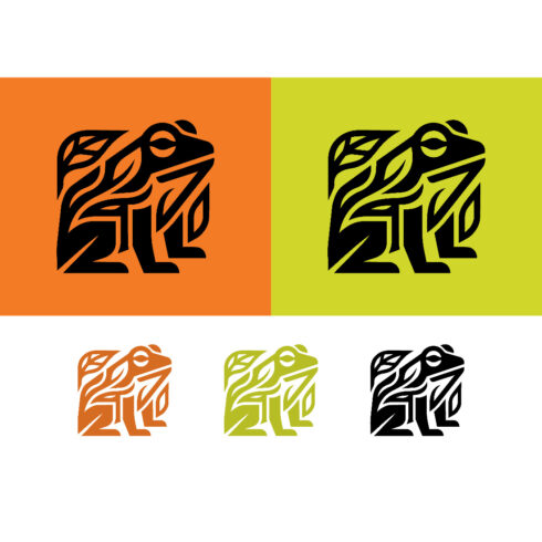 Frog logo design on orange background cover image.