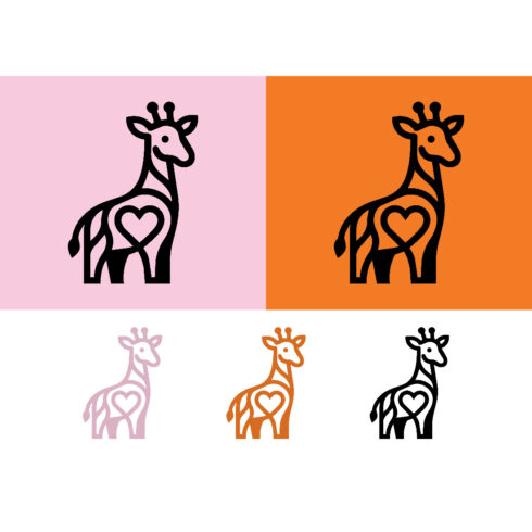 Giraffe with heart shape element inside cover image.