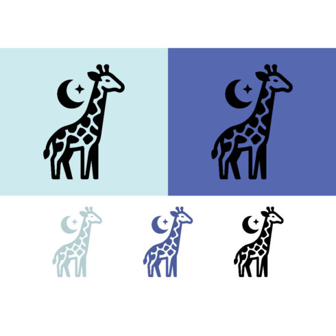 Giraffe animal silhouette with moon and star cover image.
