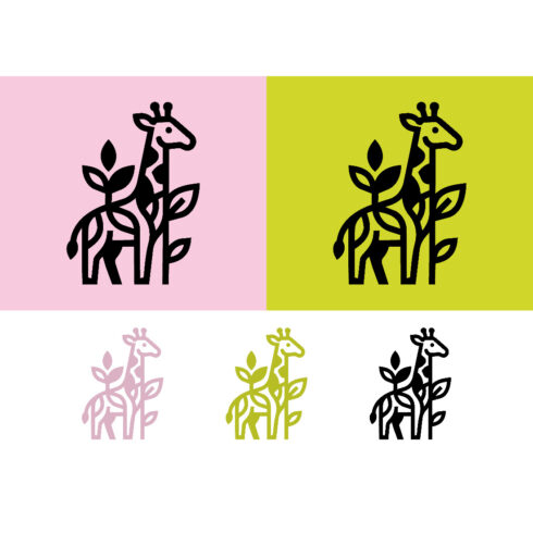 Giraffe with plant elements and leaves cover image.