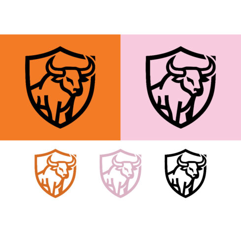 Bull shield emblem line art logo cover image.