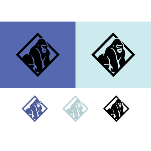 Gorilla in diamond shape blue backgrounds cover image.