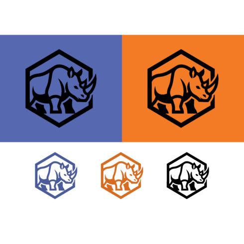 Rhino in hexagon blue and orange hues cover image.