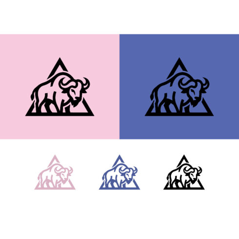 Buffalo logo design in triangle shape on pink cover image.
