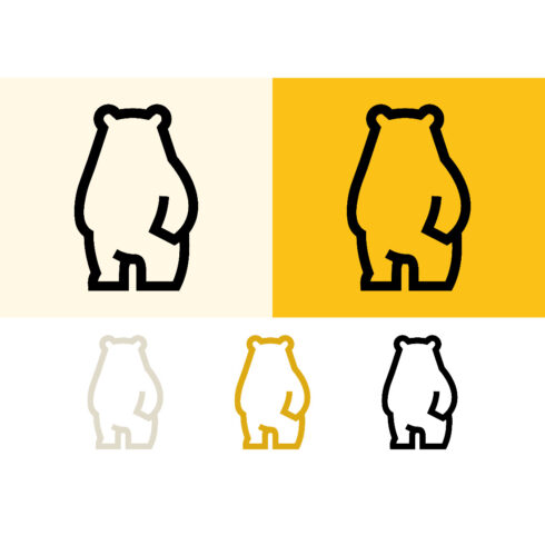 Bear illustration front view on yellow background cover image.