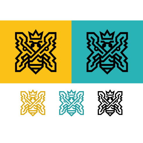 Abstract geometric bee logo with crown cover image.