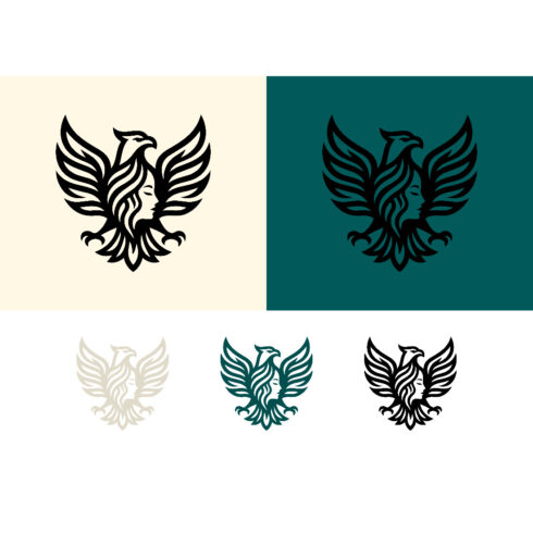 Eagle human face logo design blend on background cover image.
