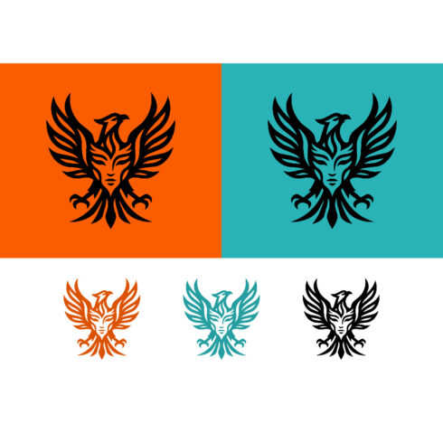Eagle face logo design with wings and feathers cover image.
