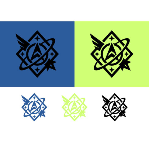 Space emblem logo design on dark blue cover image.