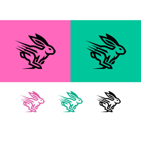 Fast bunny rabbit running graphic logo design cover image.