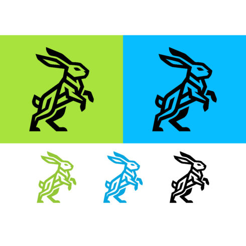 Geometric rabbit standing graphic logo design cover image.