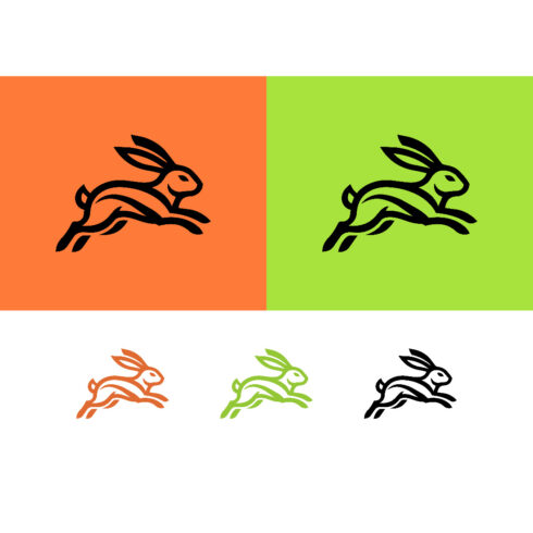Outline rabbit jumping graphic logo design cover image.