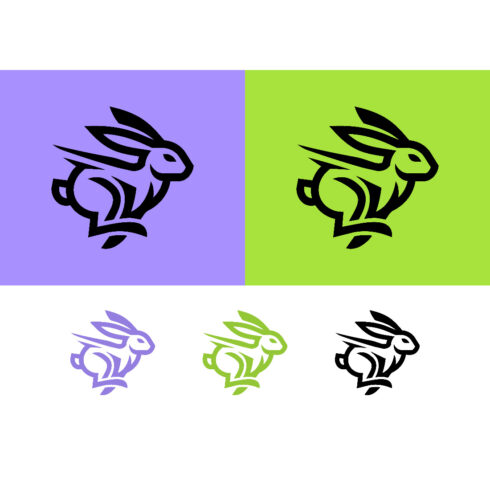 Running rabbit logo design on purple background cover image.