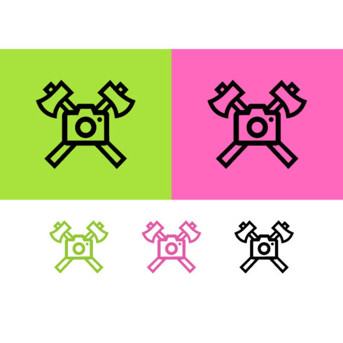 Crossed axes and camera graphic design element cover image.