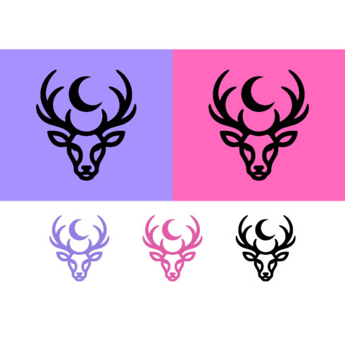 Deer head with moon logo on purple background cover image.