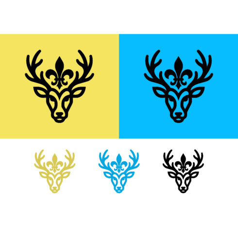 Deer head logo emblem with fleur de lis cover image.