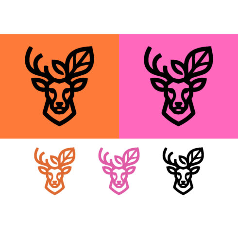 Deer head logo design orange pink background cover image.