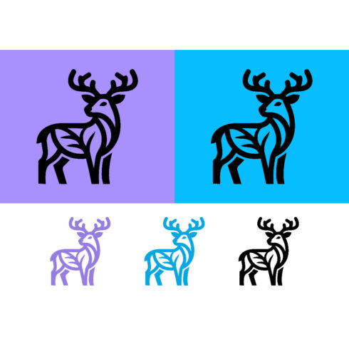 Deer logo design purple blue background cover image.