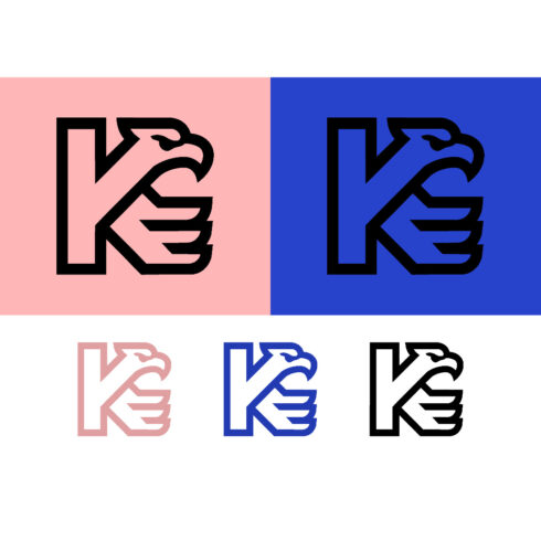 Eagle K letter logo design pink blue cover image.