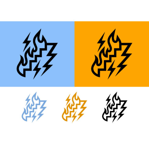 Burning stairs lightning symbol abstract cover image.
