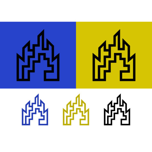 Abstract building icons in blue and yellow cover image.