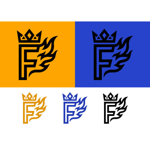 Letter F logo with crown and flames cover image.