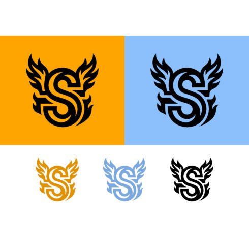 Letter s logo with wings emblem esports icon cover image.