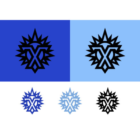 Geometric sun symbol with x design for emblems cover image.