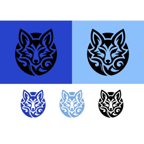 Fox face emblem logo design blue light blue circles cover image.