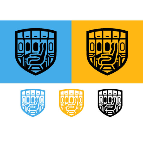 Train seat emblem in shield shape logo cover image.