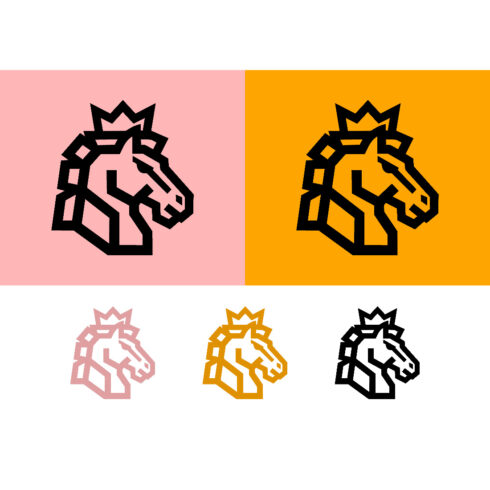 Horse head crown logo design pink orange backgrounds art cover image.