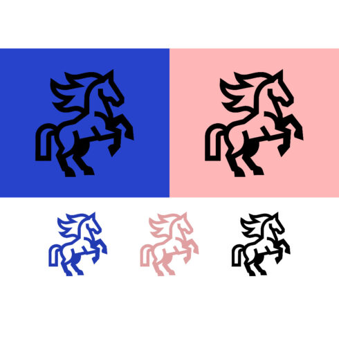 Horse running black on blue background cover image.