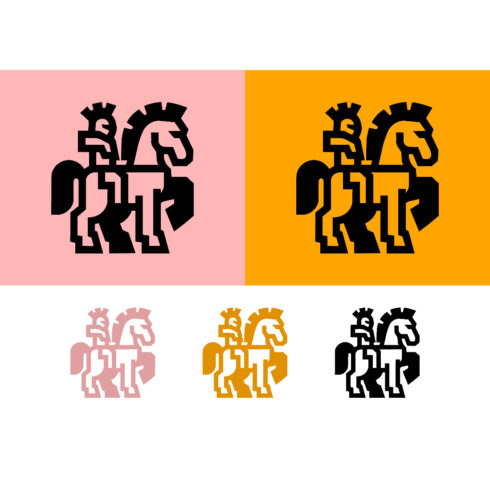 Equestrian logo design on pink and yellow backgrounds cover image.