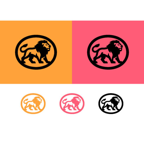 Lion walking circle abstract logo design cover image.