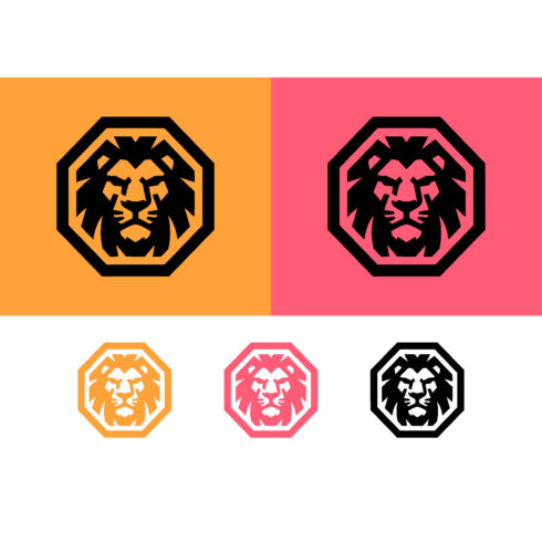 Lion head octagon abstract logo design cover image.