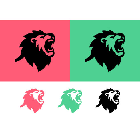 Roaring lion head abstract logo design cover image.