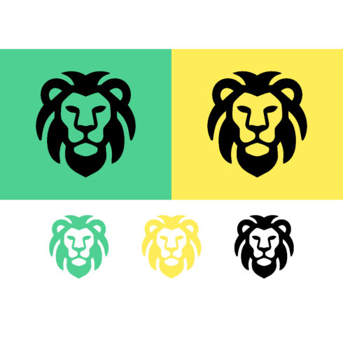 Lion face with mane stylized icon cover image.