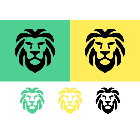 Lion head logo design green and yellow cover image.