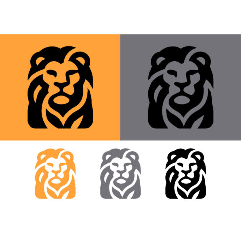 Lion head logo design orange and gray cover image.