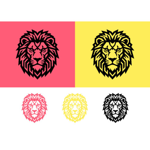 Geometric lion logo design pink and yellow cover image.