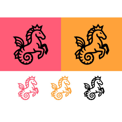 Pegasus winged horse logo design pink orange elements cover image.