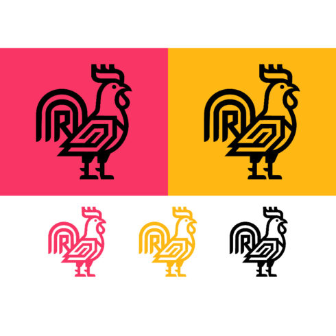 Letter R rooster logo with geometric pattern cover image.