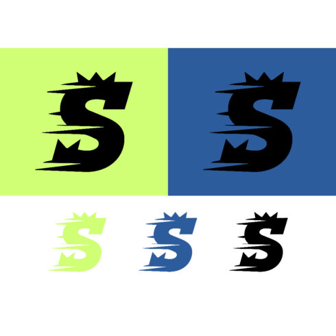 Letter s with crown and speed lines logo cover image.