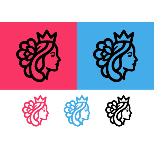 Queen profile logo design in line art cover image.