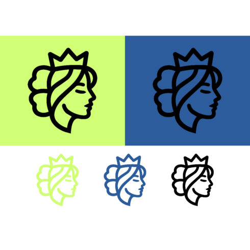 Woman profile with crown and flower logo cover image.