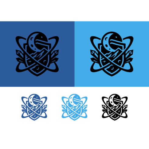 Crescent moon and shield emblem logo design cover image.