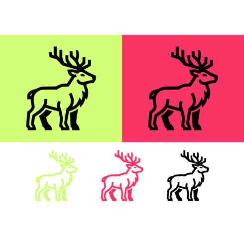 Deer side profile logo and graphic on pop art cover image.