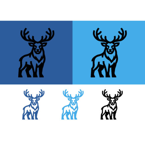 Majestic deer standing emblem logo design cover image.