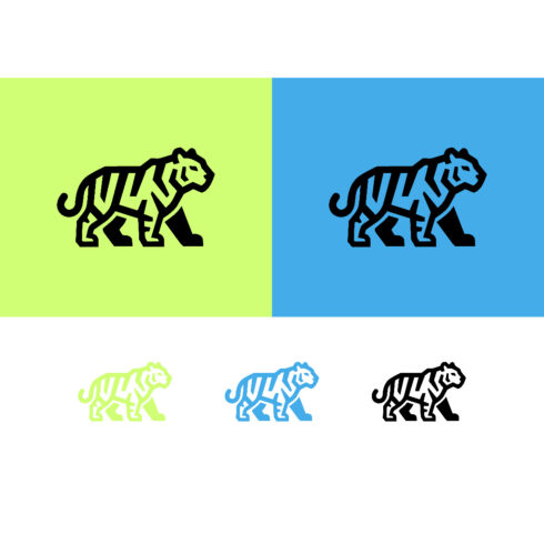 Walking tiger logo design, sleek body cover image.